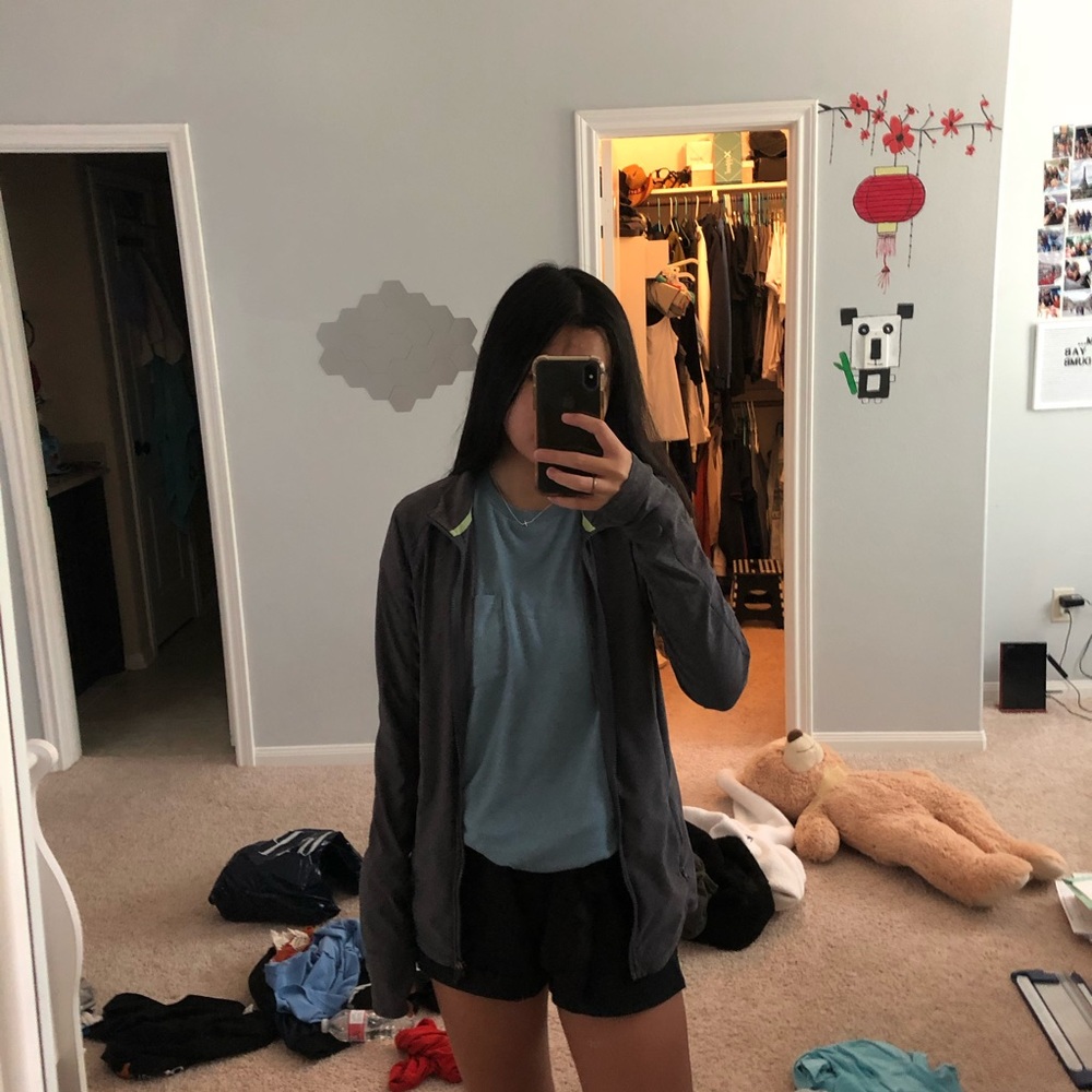 gray slim fit athletics jacket
